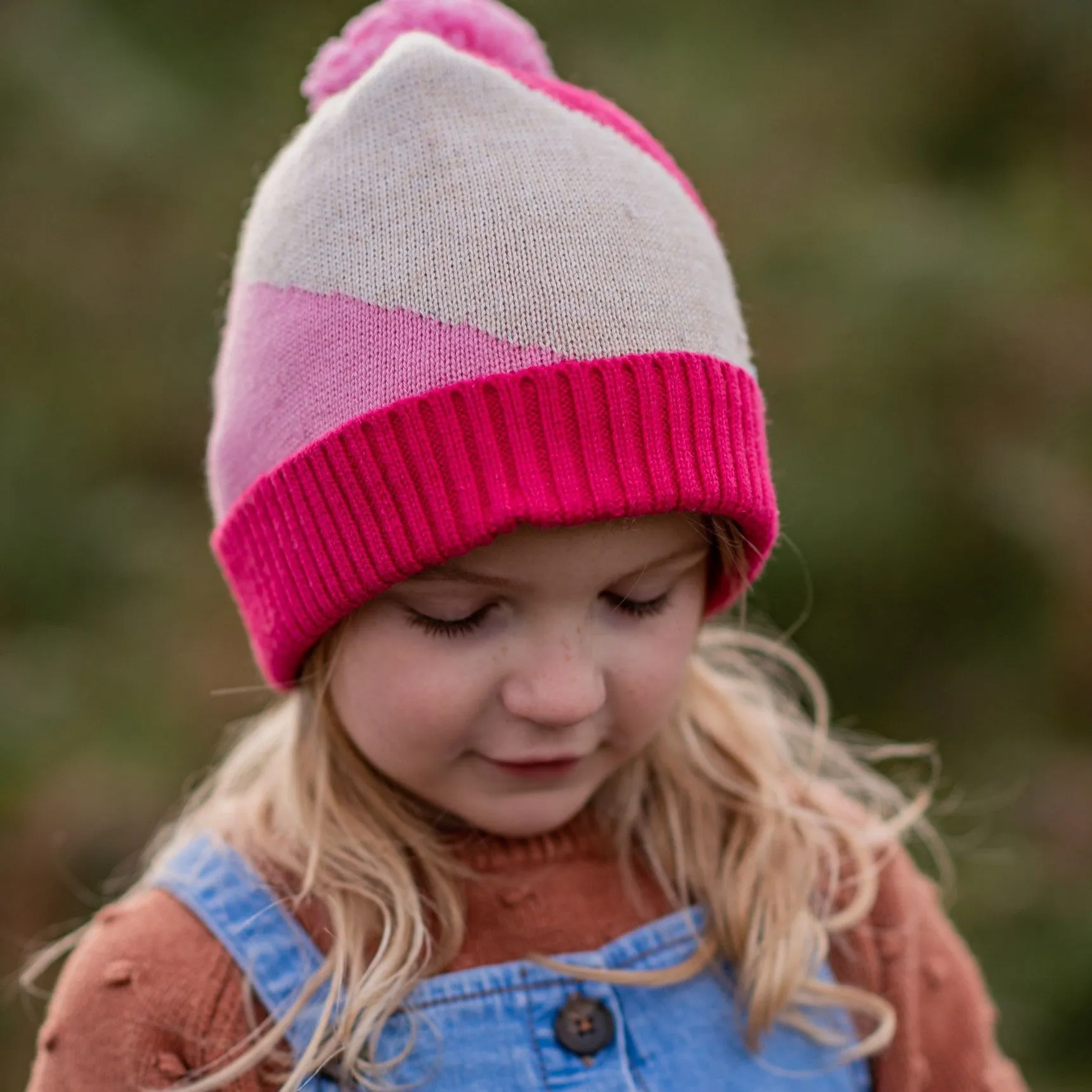 Acorn Kids: Stripes Beanie Pink Oatmeal Fuchsia