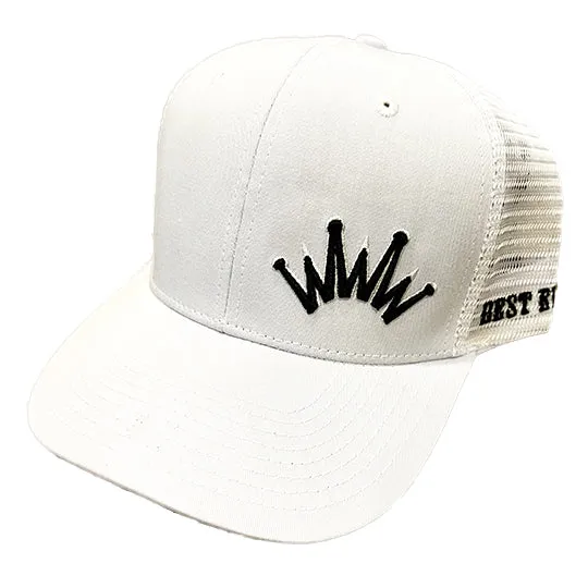 Best Ever White Trucker Cap with White Mesh Back and Black Crown