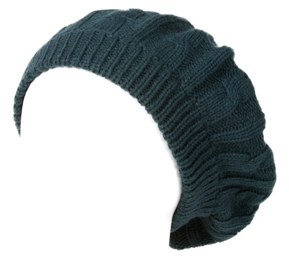 Cable Knit Winter Ski Beret Knit Tam Skull Hat