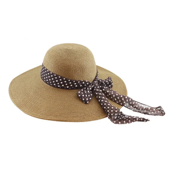 California Hat Company - Straw Wide Brim Hat with Scarf