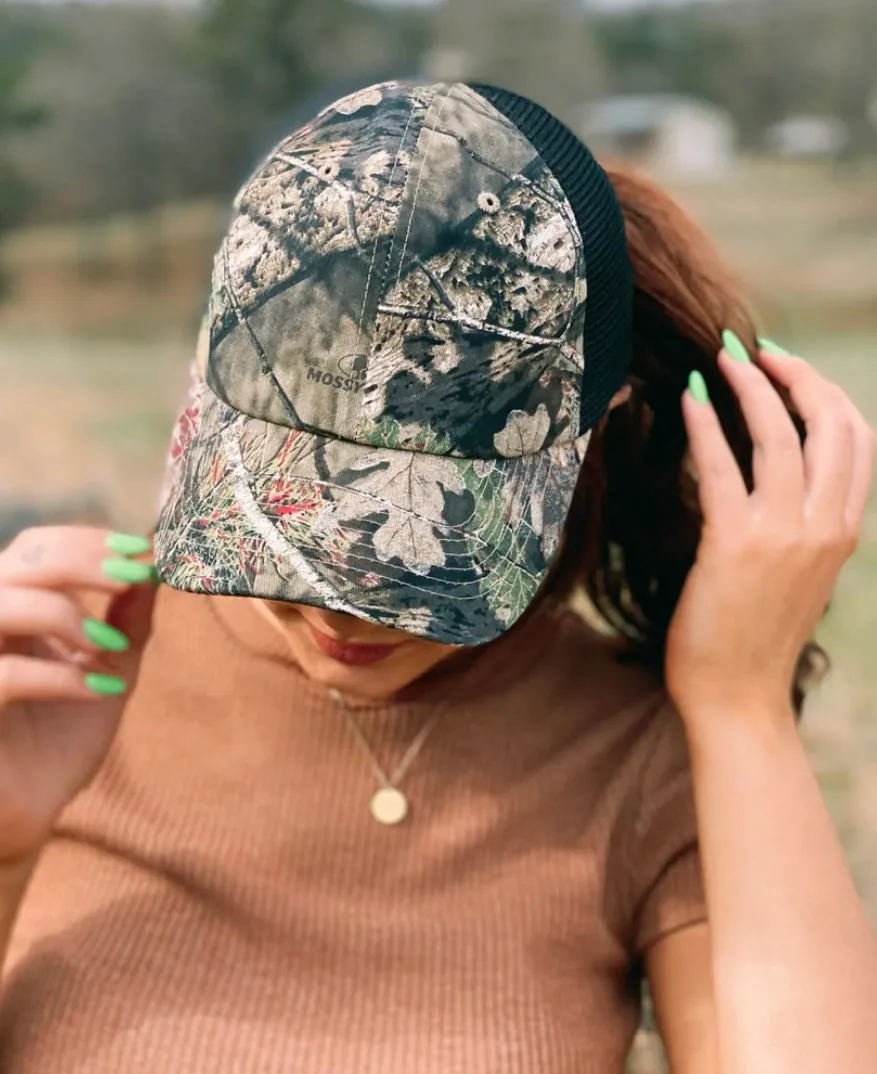 CC High Ponytail Camo/BLack Mesh Hat