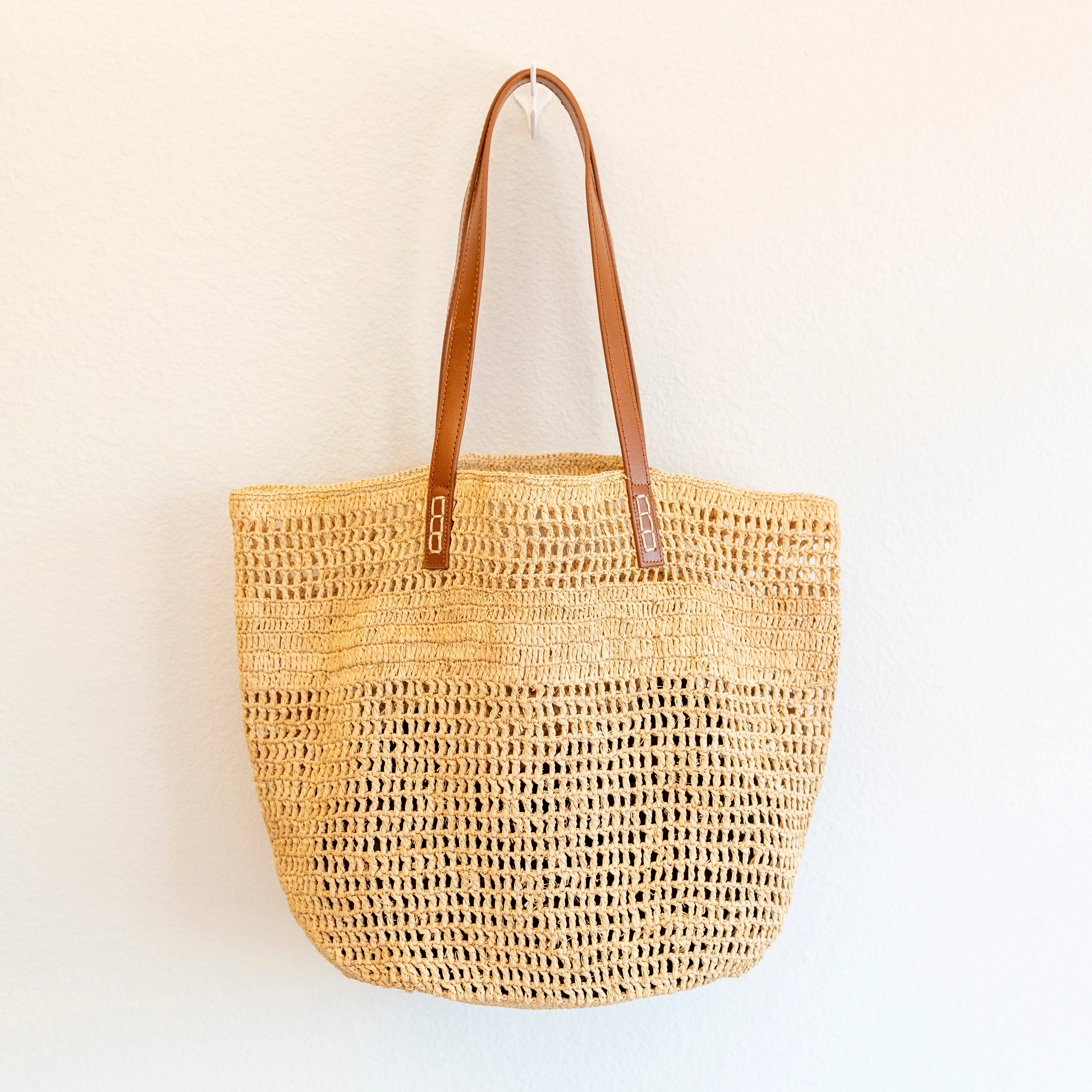 Elena Handbags Women's Large Soft Raffia Woven Summer Straw Tote