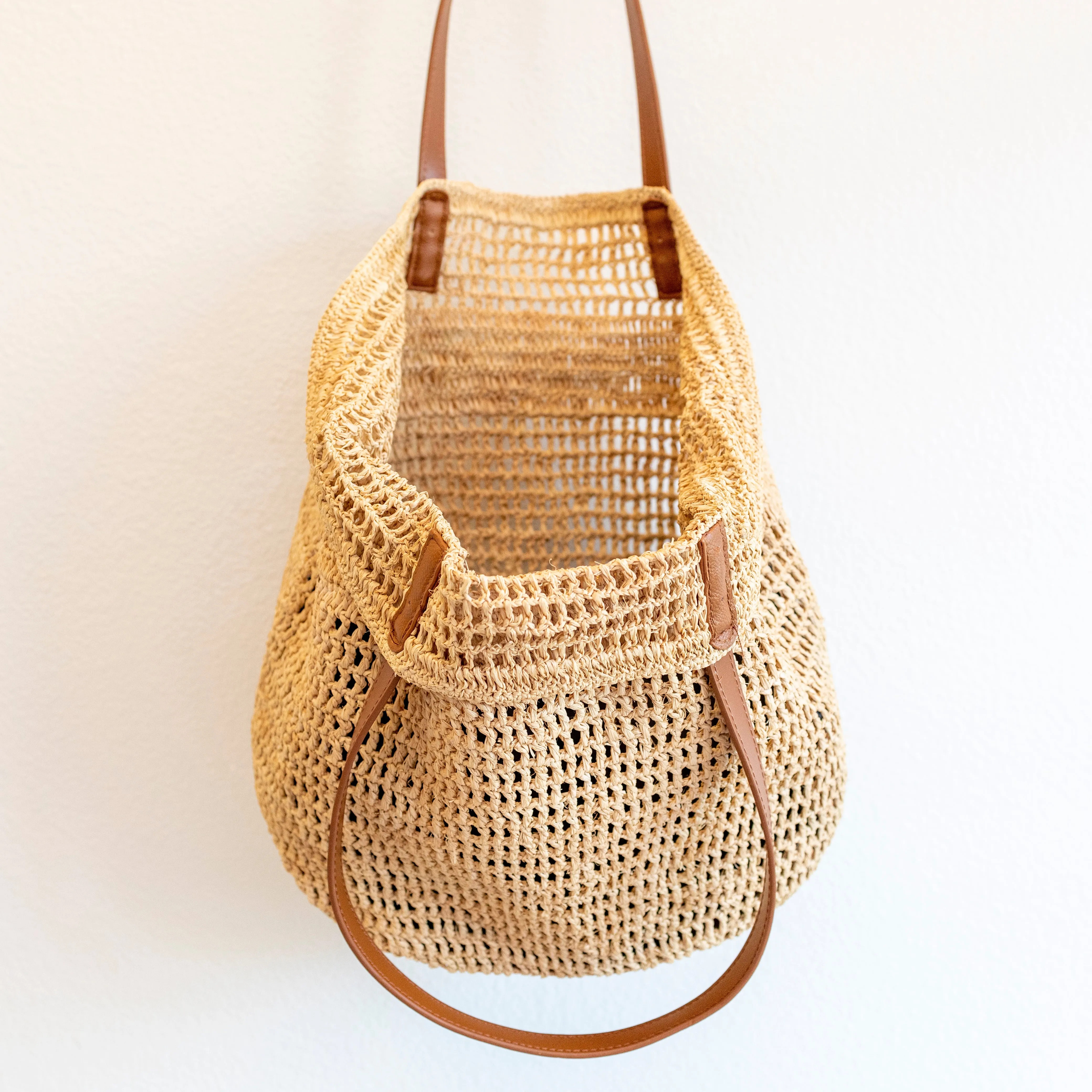 Elena Handbags Women's Large Soft Raffia Woven Summer Straw Tote