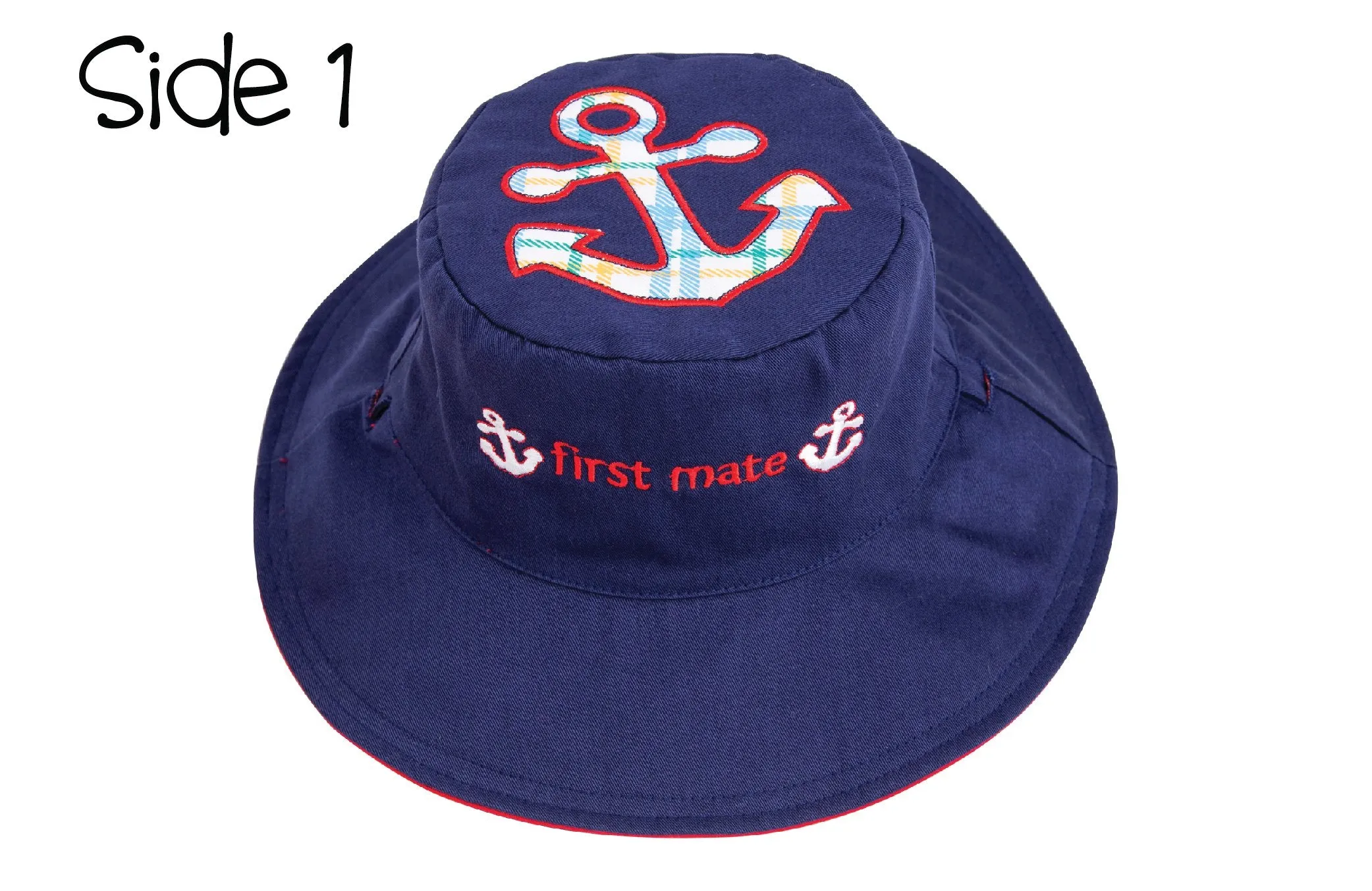 FlapJackKids - Reversible Kids' Sun Hat - Anchor / Sailboat