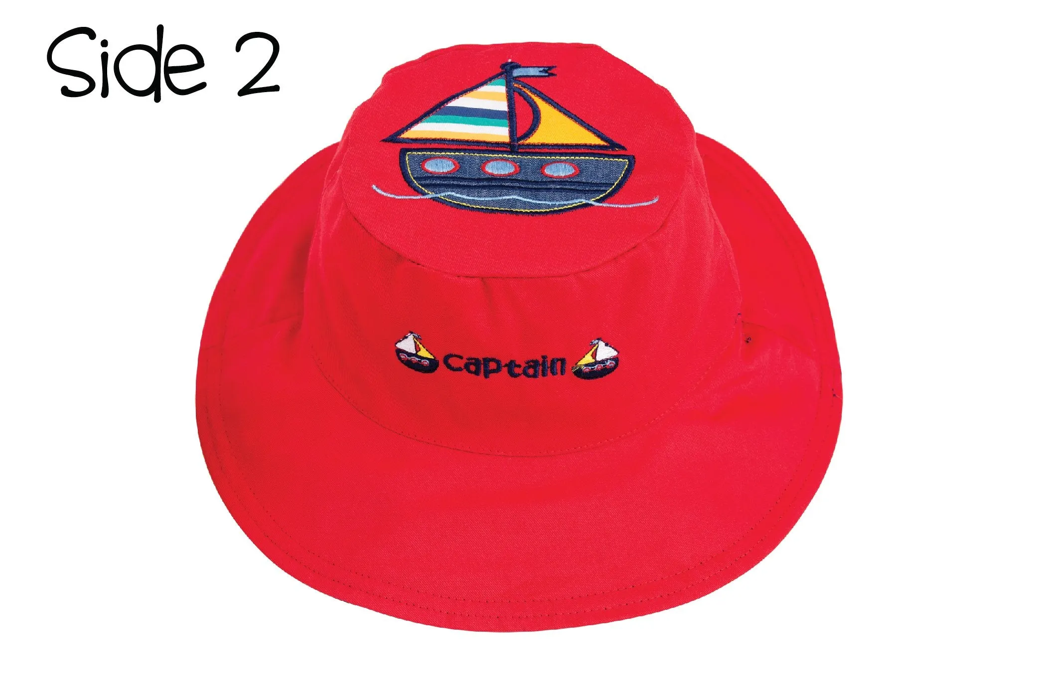 FlapJackKids - Reversible Kids' Sun Hat - Anchor / Sailboat