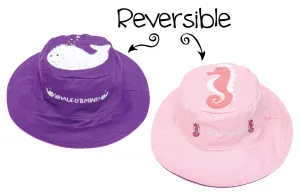 FlapJackKids - Reversible Kids' Sun Hat - Whale / Seahorse