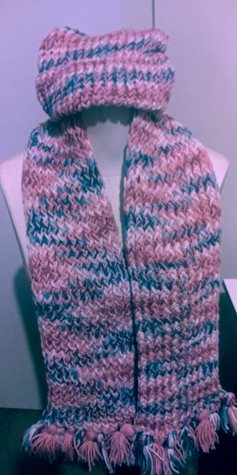 Handmade Beanie n Scarves Sets of Teal and Multi Colors