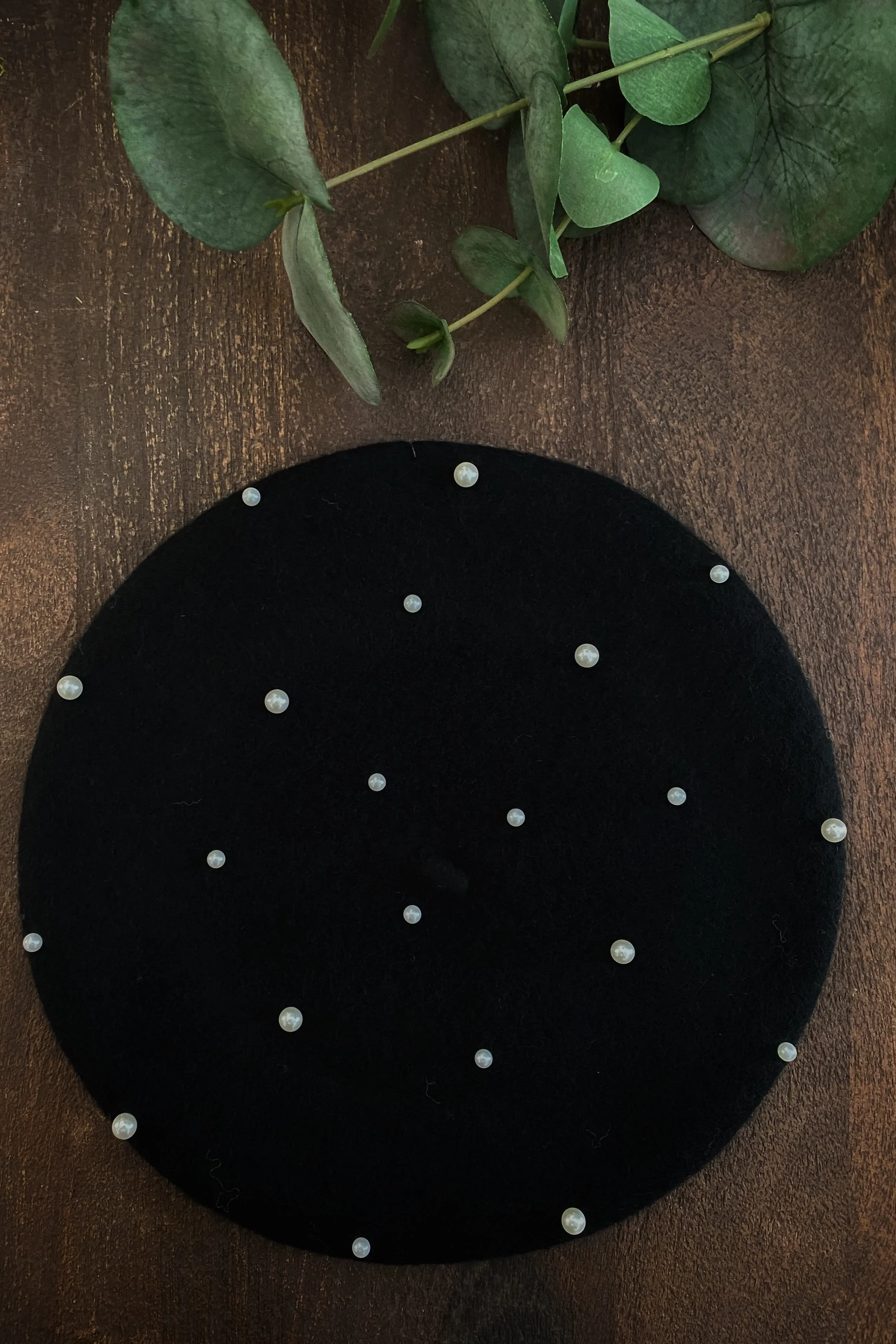 Juliana Pearl Beret (Black, Gray, or Ivory)