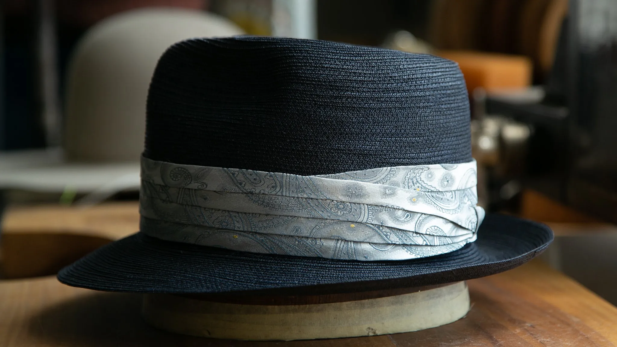 Navy Straw Fedora (Baron Original)