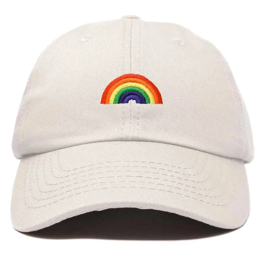 Rainbow Embroidered Ball Cap Beige