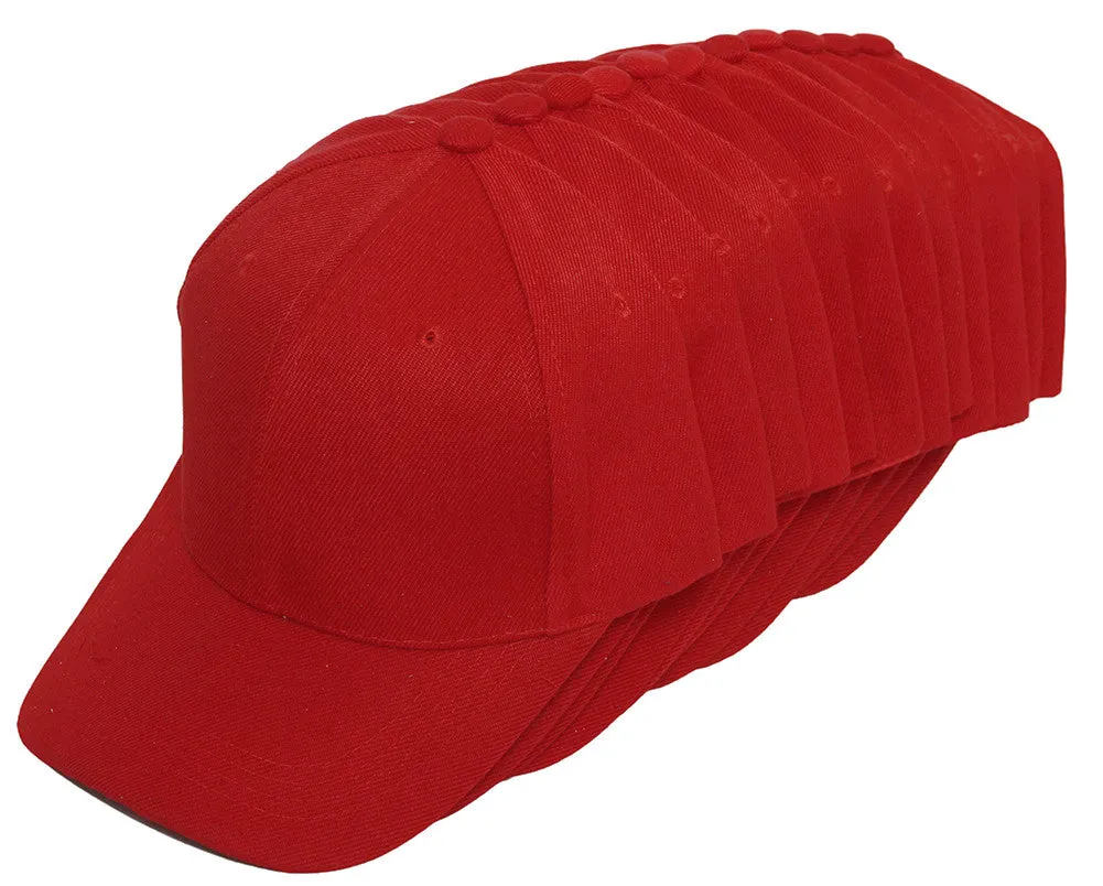 TopHeadwear Blank Adjustable Baseball Cap - 12-Pack