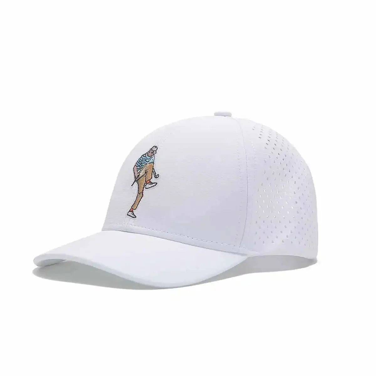 TOUR PRO Angry Golfer Golf Hat in White with Curved Brim