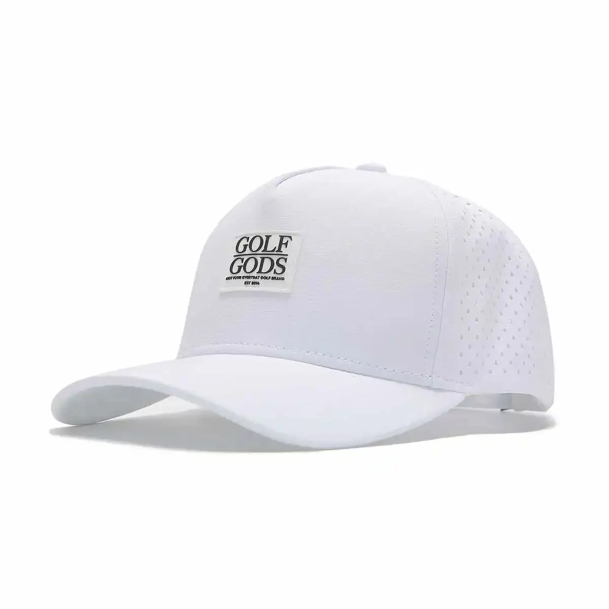 TOUR PRO Clubhouse Patch Golf Hat in White with Curved Brim