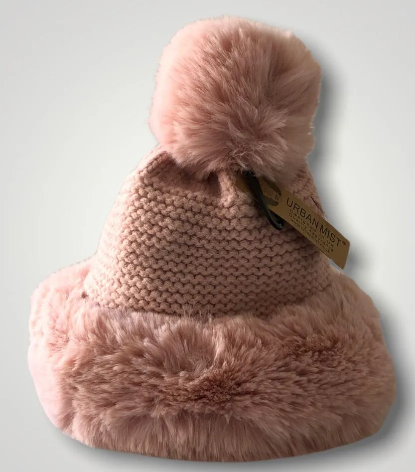 Ultra soft Luxurious Faux Fur Knit Hat with pom