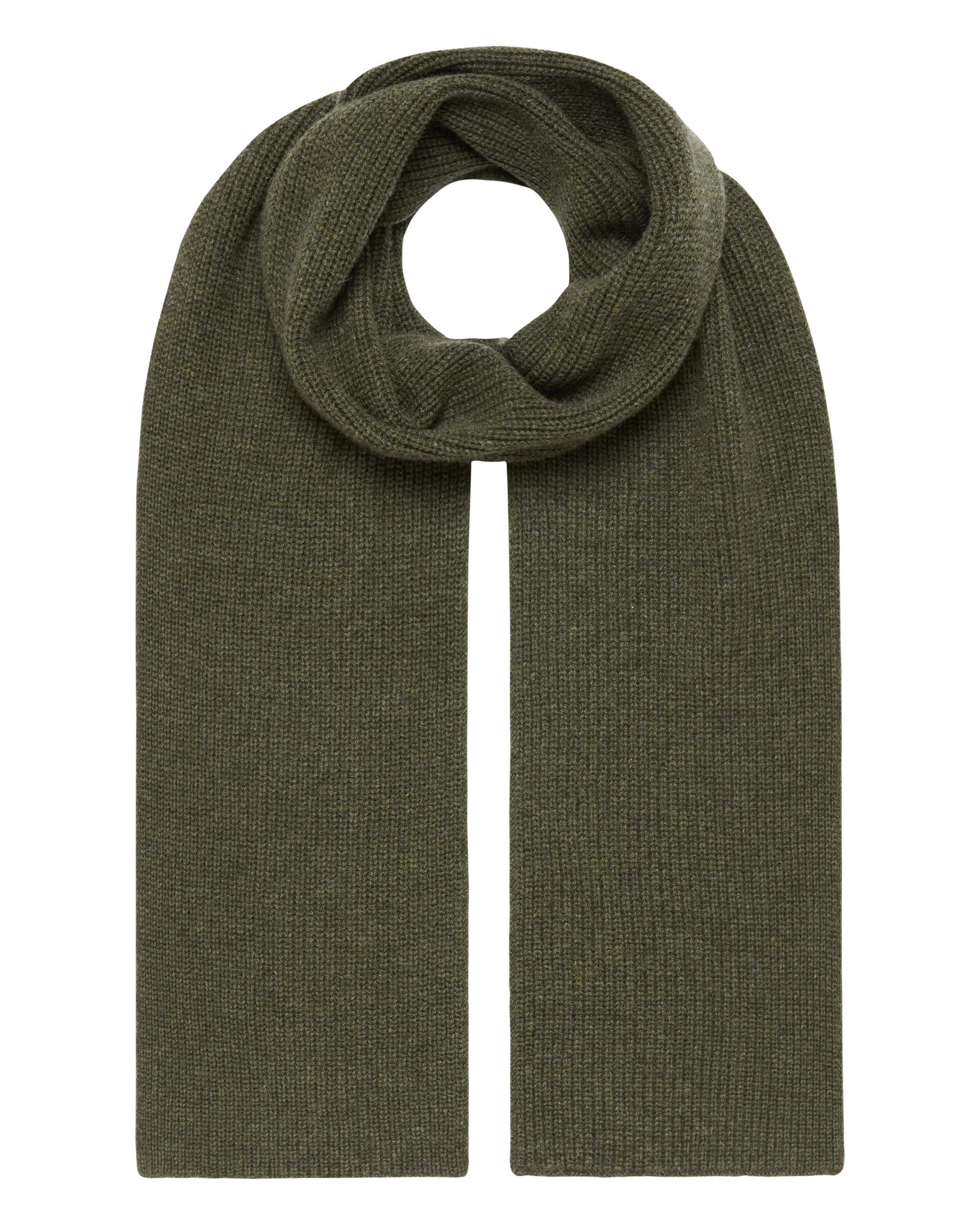 Unisex Ribbed Cashmere Scarf Moss Green