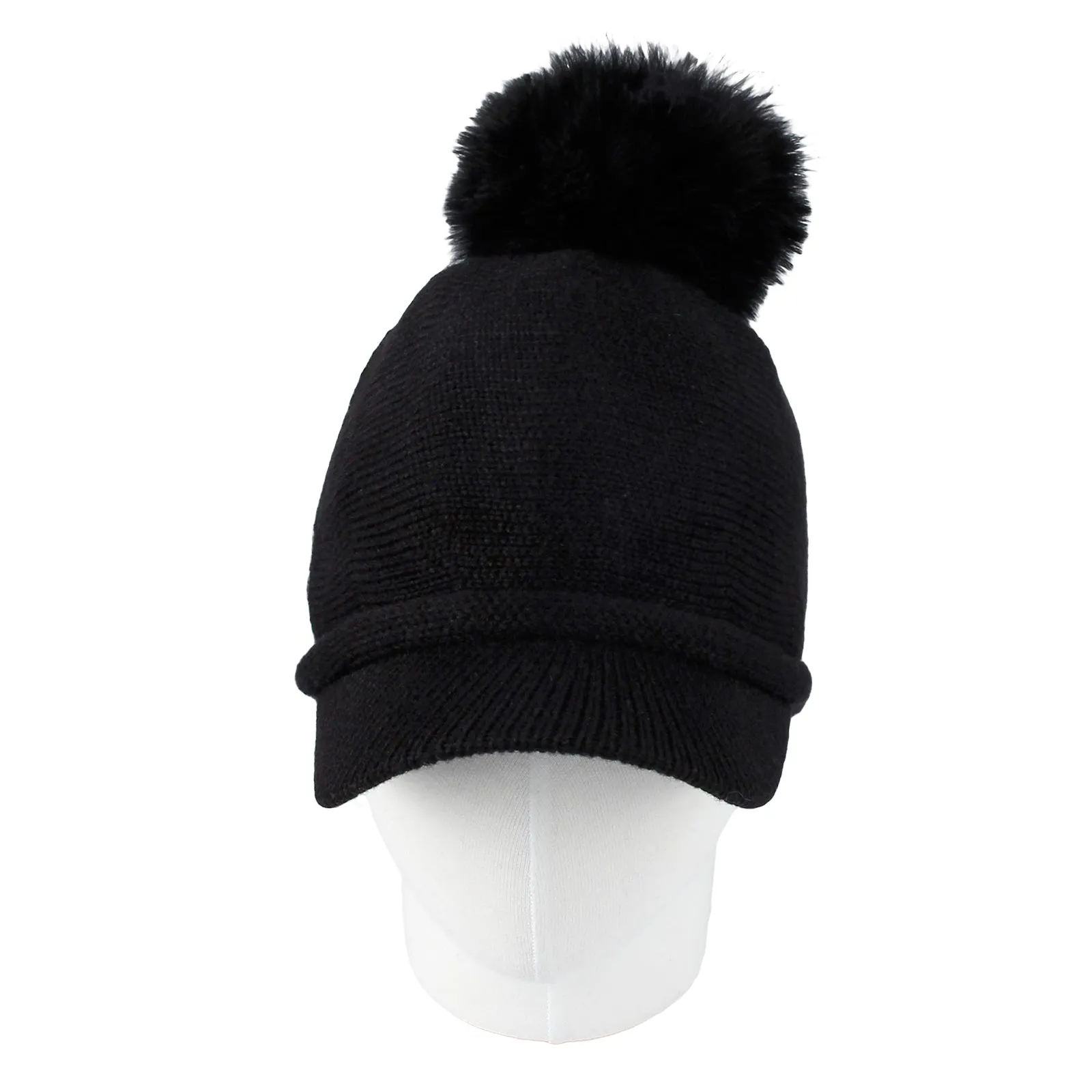 Winter Wool Visor Knit Pom Beanie Hat Warm Skull Cap SLQ1248