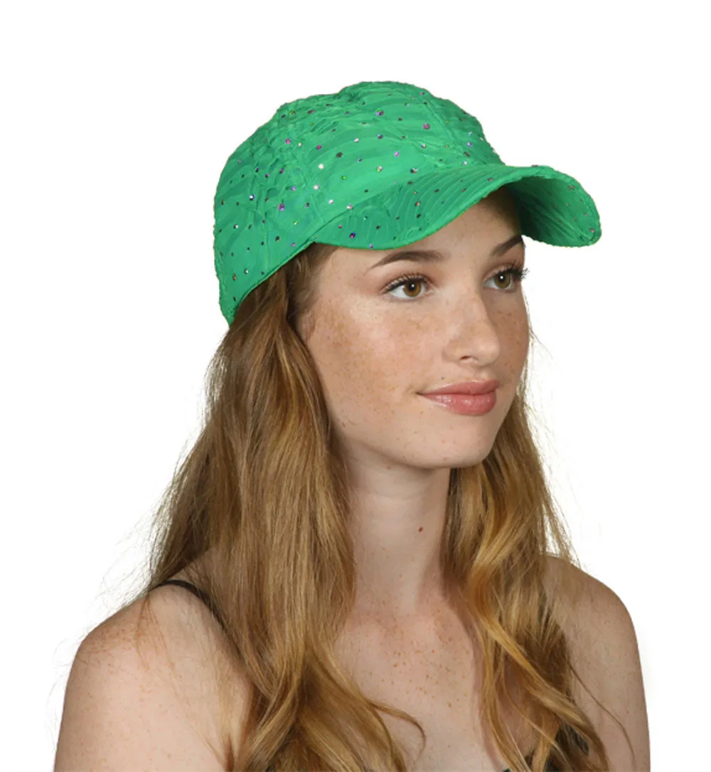 Womens Sequin Trim Baseball Cap