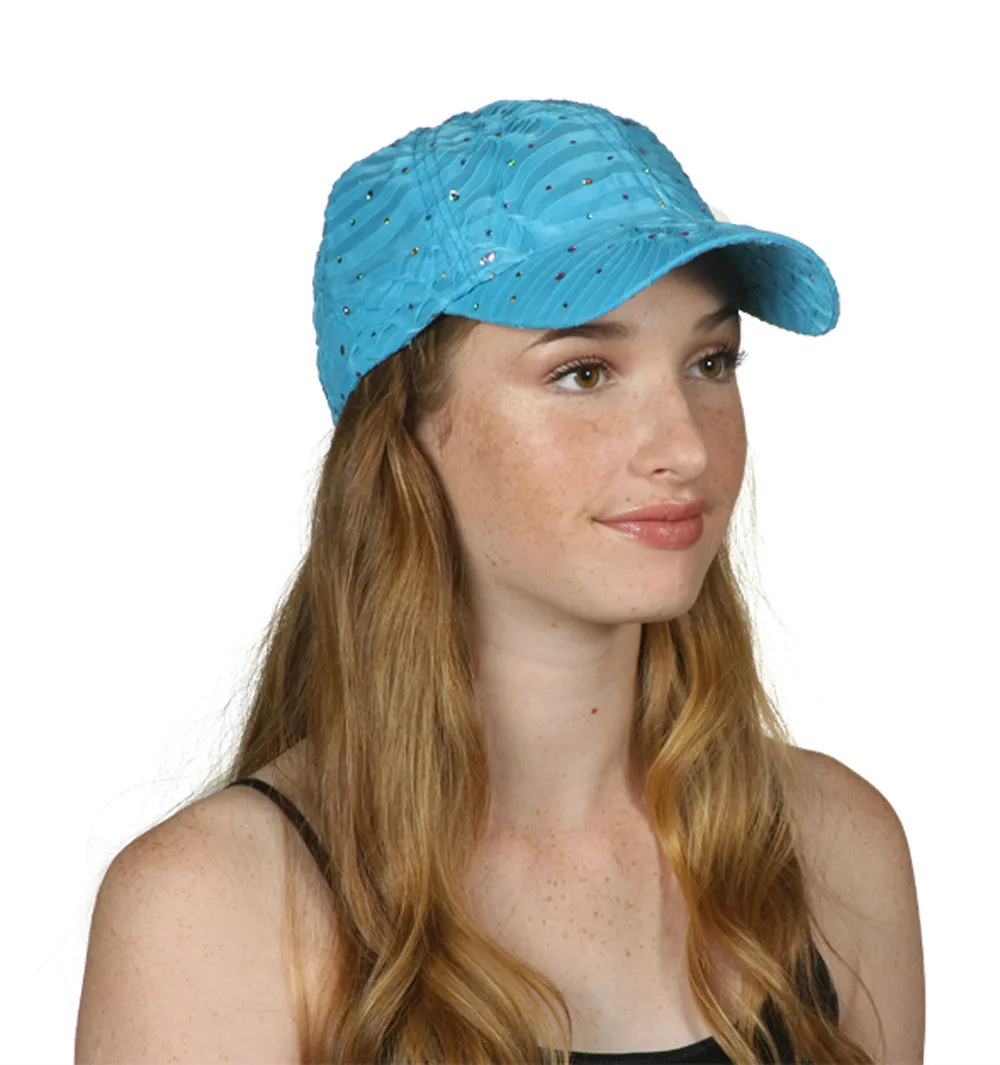 Womens Sequin Trim Baseball Cap