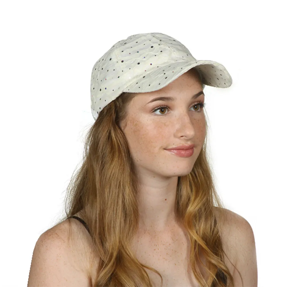 Womens Sequin Trim Baseball Cap