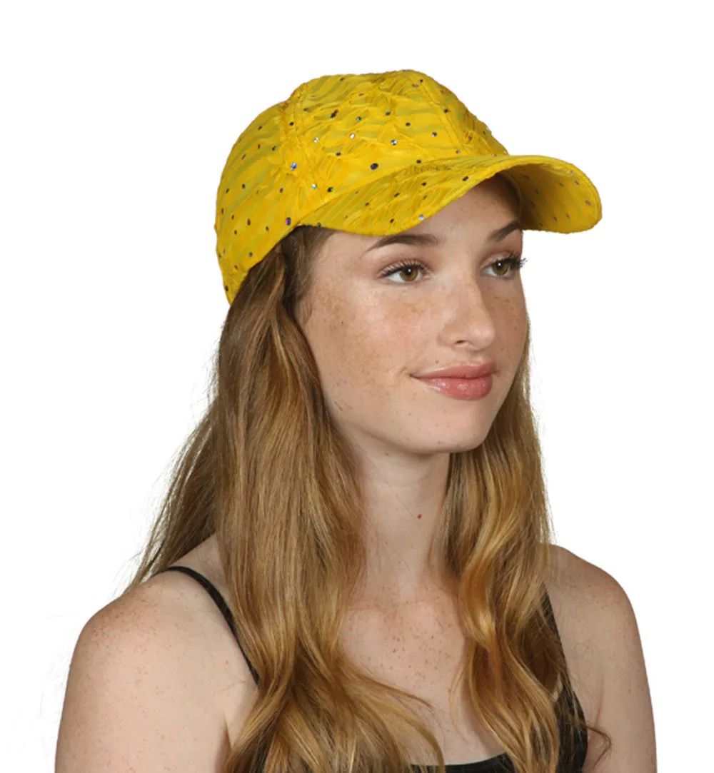 Womens Sequin Trim Baseball Cap