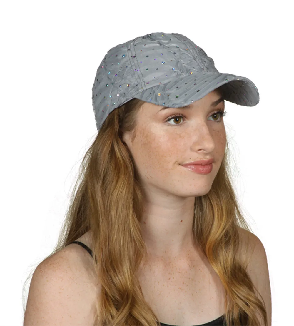 Womens Sequin Trim Baseball Cap