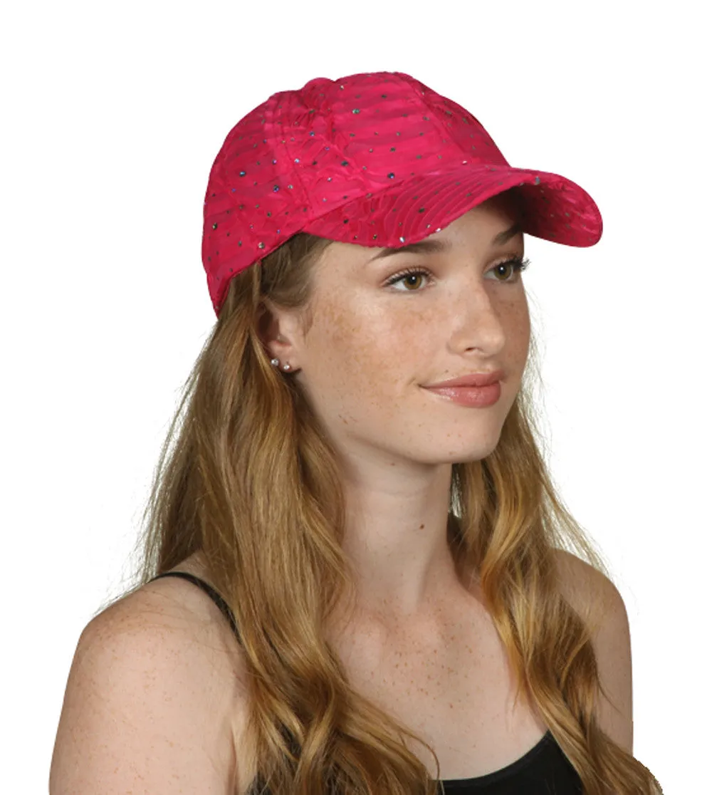 Womens Sequin Trim Baseball Cap