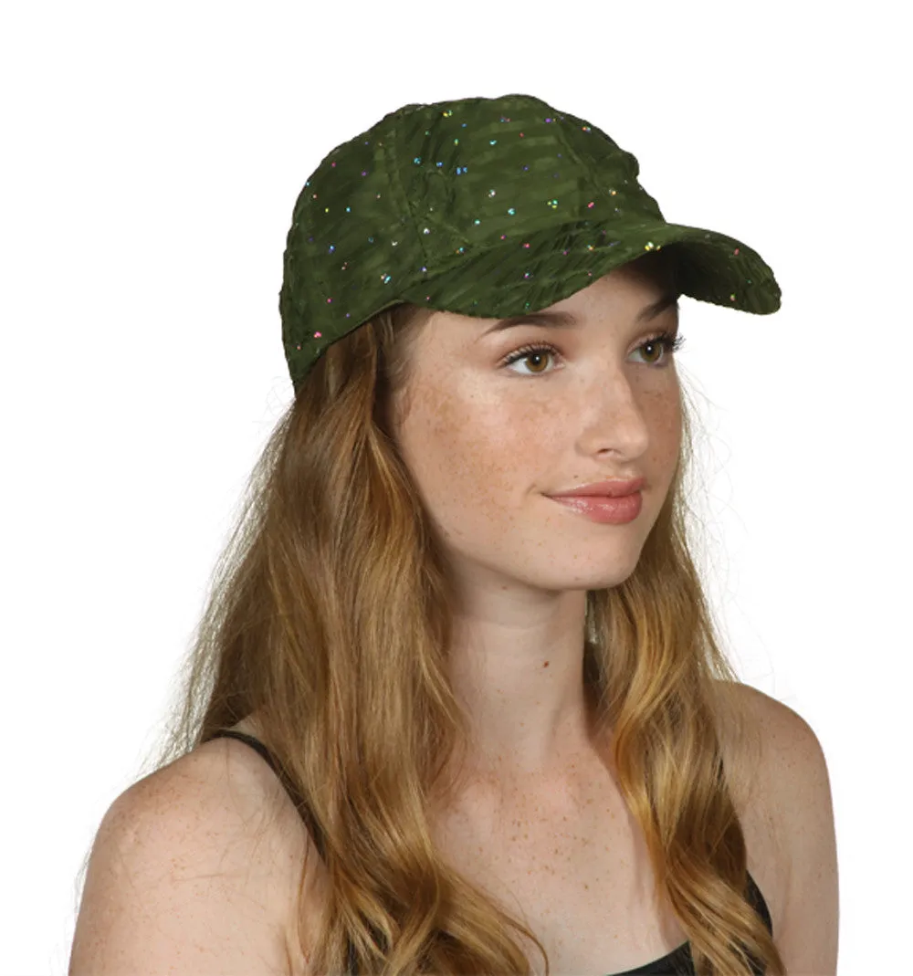 Womens Sequin Trim Baseball Cap