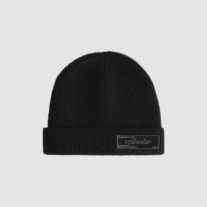 Woven Label Beanie - Black