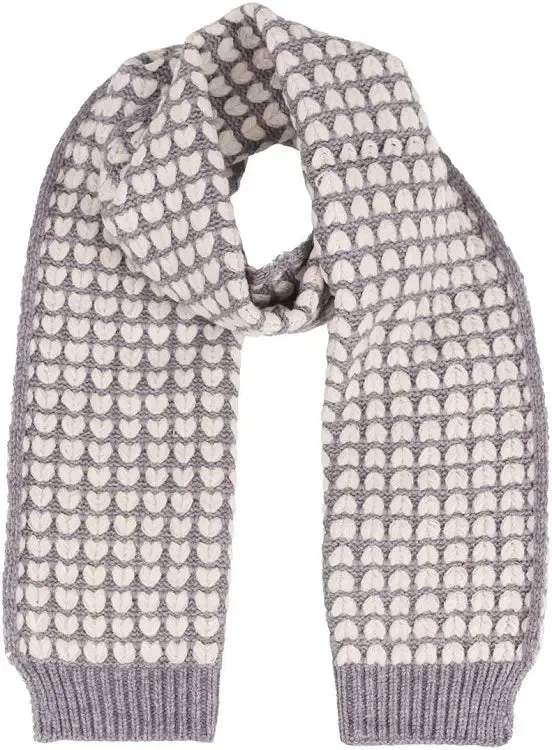 Zelly 10558 Hand-Knitted Hearts Scarf - Available in Three Colors